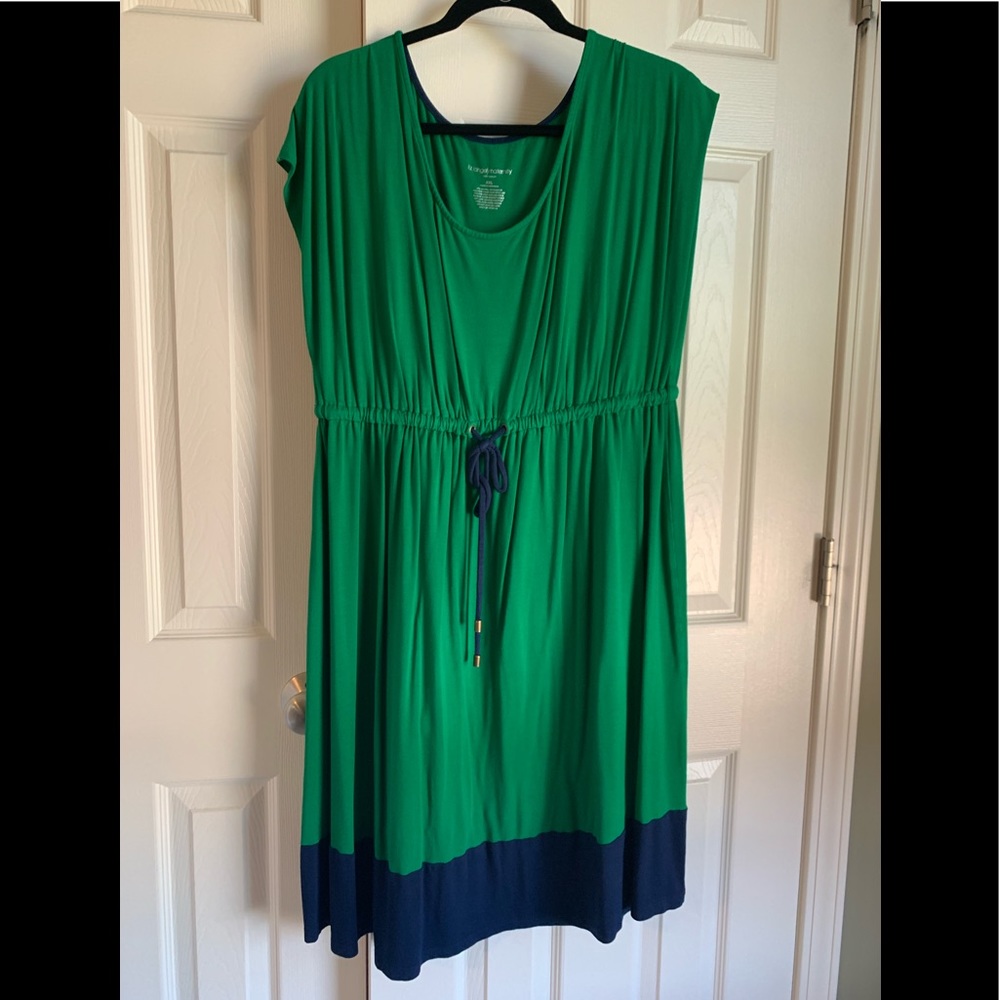Liz Lange Maternity Dress - Green w/Navy - XXL